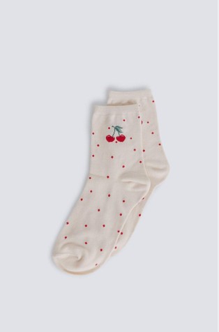 Long cherry print sock