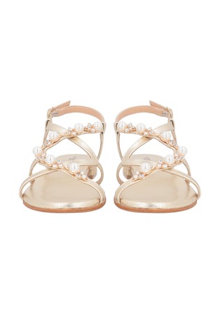 TOSCA BLU Rainbow Metallic Leather Sandals Gold 4