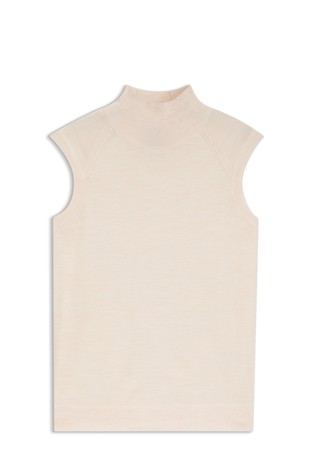 High-neck top in wool