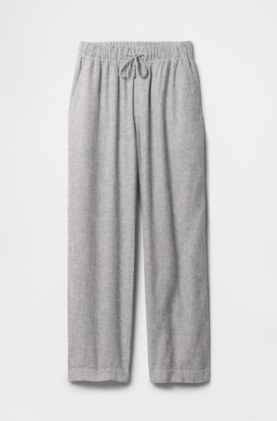 GAP Mid Rise Linen-Blend Stripe Easy Pants White Navy Stripe 4