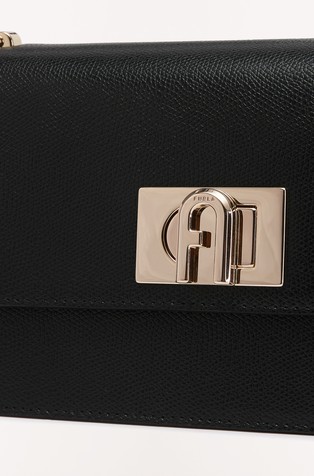 FURLA Mini usnjena torbica za čez ramo Črna - Black 3