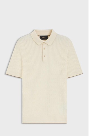 Pletena polo majica s kratkimi rokavi iz svile in bombaža