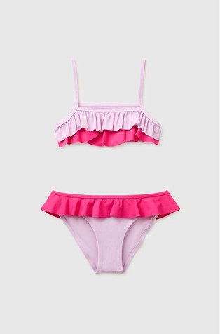 Two-tone bikini with ruffles