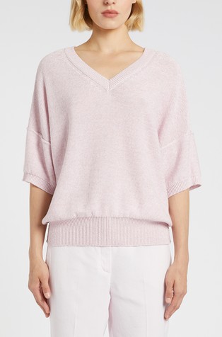 Monochrome ohlapen pleten pulover iz bombažne mešanice