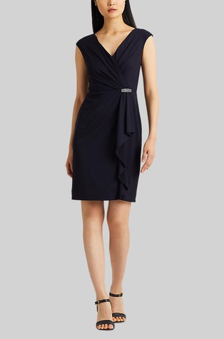 Jersey cocktail dress with ruffle