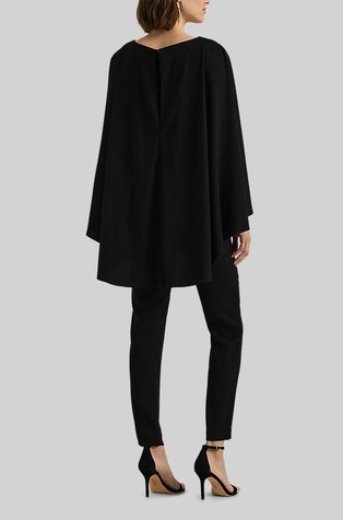 RALPH LAUREN Belted Cape Georgette Jumpsuit Black 2