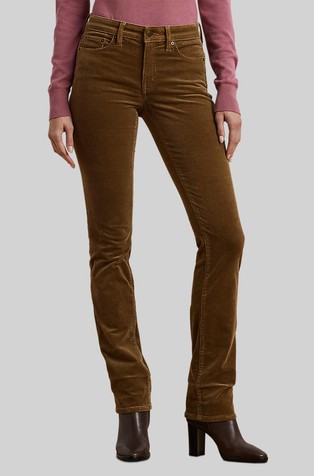 Stretch Corduroy Mid-Rise Straight Pant