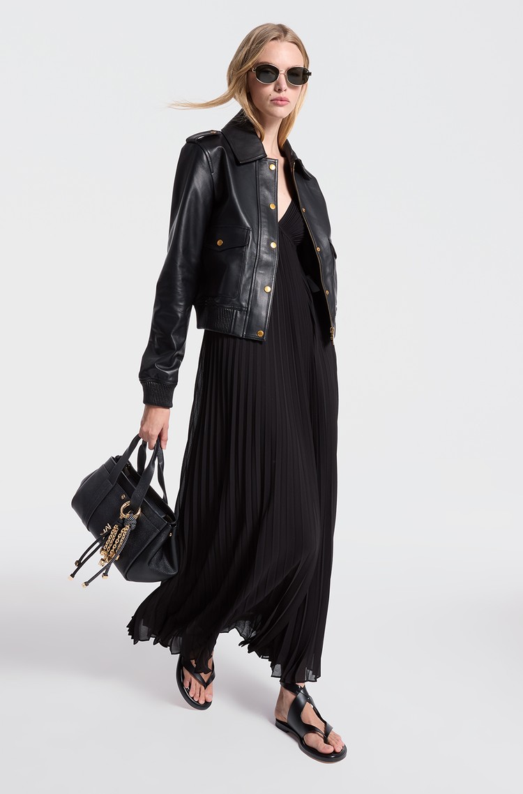 MICHAEL KORS Usnjena jakna Črna - Black 