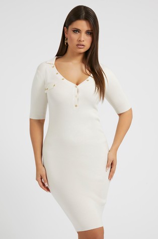 Polo collar sweater dress