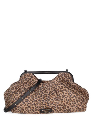 Maxi pisemska torbica iz semiša z leopardjim vzorcem