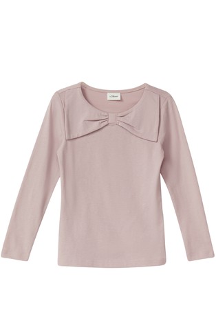 Long-sleeved T-shirt with a bow collar