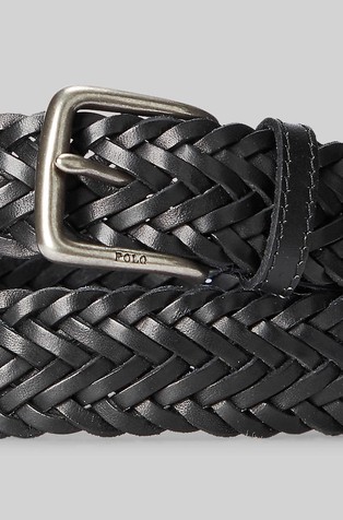 RALPH LAUREN Braided Calfskin Belt Black 2