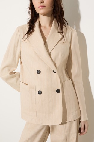 Suknjič iz mešanice lana in bombaža z dvorednim zapenjanjem