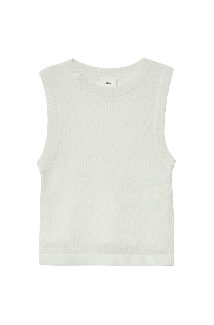 S.OLIVER Cropped top made of openwork knit White 