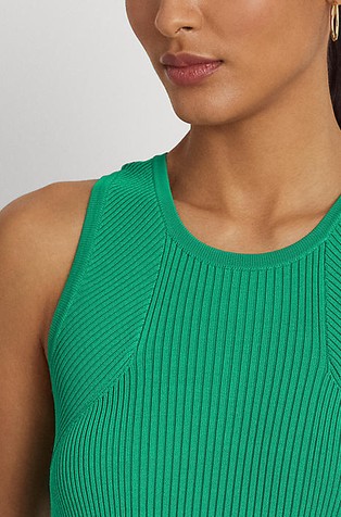 RALPH LAUREN Rebrasta obleka brez rokavov Zelena - Green 4