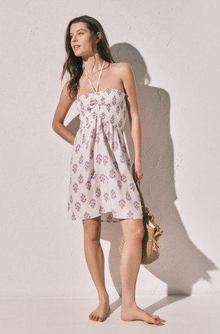 Vzorčasta viskozna kratka obleka