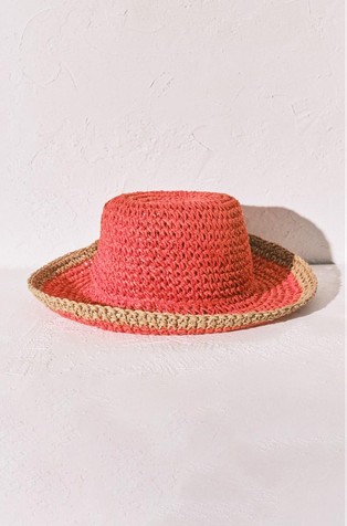 Crochet bucket hat with contrast trim