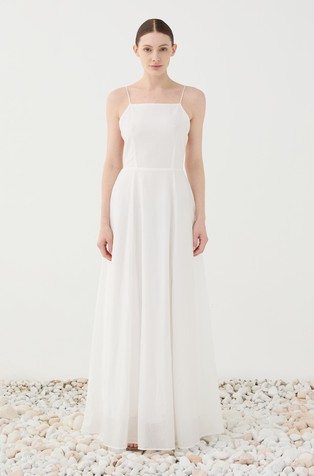 Long dress with thin straps and open back