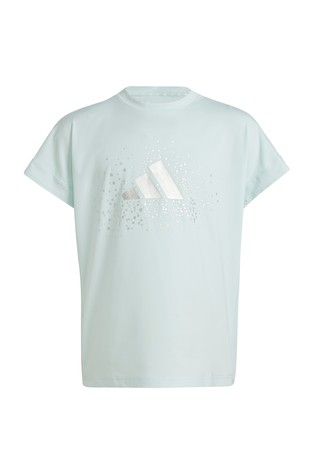 ADIDAS Glam majica s kratkimi rokavi in svetlečim logotipom Modra - Blue 6