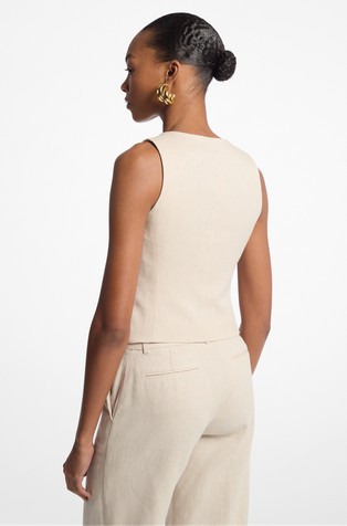MICHAEL KORS Telovnik iz lana in bombaža Bež - Beige 2