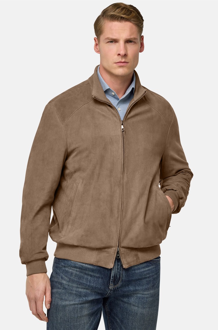 BOGGI MILANO Bomber jakna iz semiša Rjava - Brown 