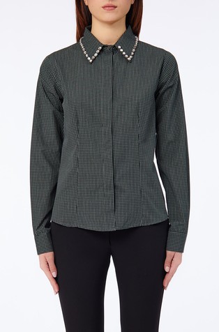 Checked shirt with rhinestones