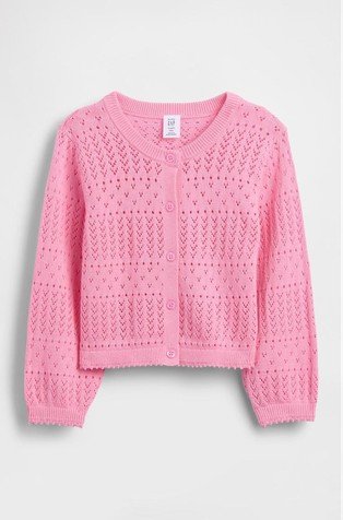 Pletena jopa z luknjičastim vzorcem za malčice