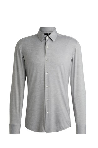 Slim fit melirana srajca iz raztegljive performance jersey tkanine