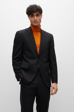 Regular-fit jacket in stretch virgin wool
