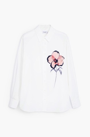DESIGUAL Srajca z motivom rože Bela - White / Multi 6