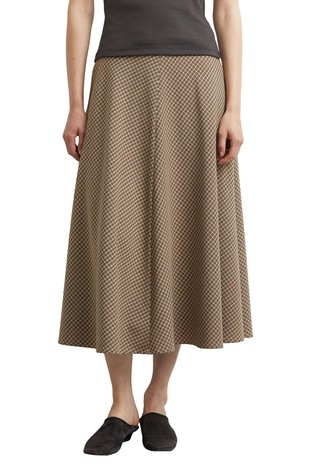 Flared midi skirt with a checkered pattern