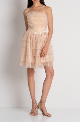 Flounced tulle mini dress