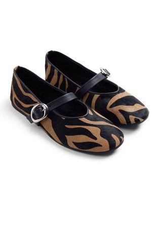 Usnjene balerinke z zebrastim vzorcem