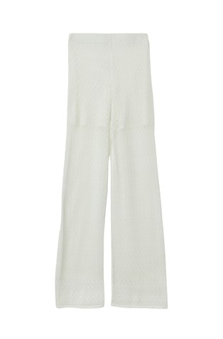 S.OLIVER Wide-leg trousers made of openwork knit with an elastic waistband White 2