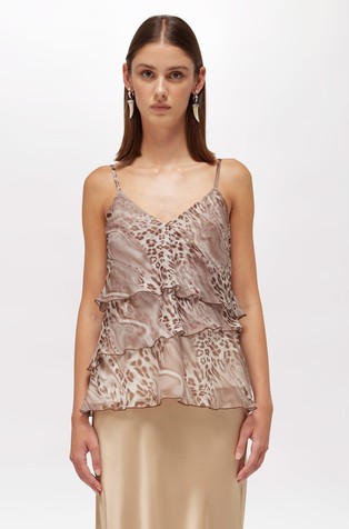 Top iz šifona z živalskim vzorcem