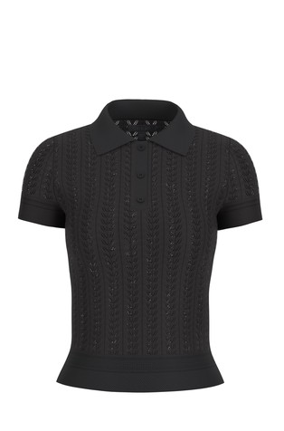 Pointelle-knit polo