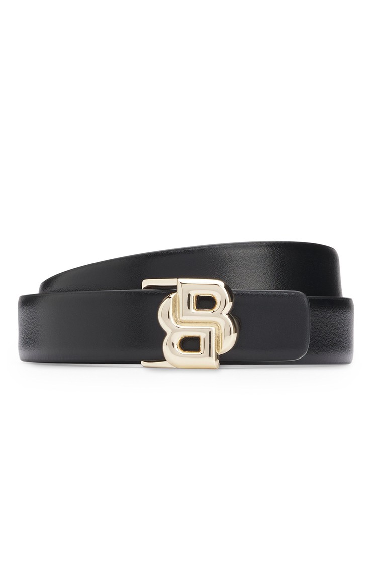 HUGO BOSS Reversible leather belt with Double B monogram buckle Black 
