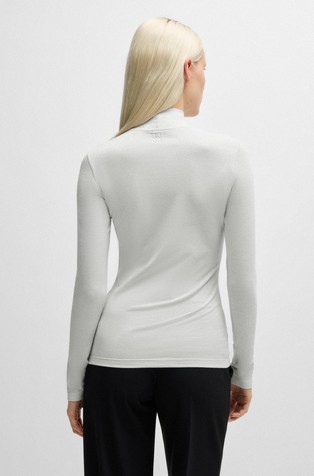 HUGO BOSS Majica z dolgimi rokavi iz viskozne mešanice Siva - Dove Grey 2