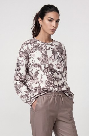 Viscose-blend sweater with floral pattern