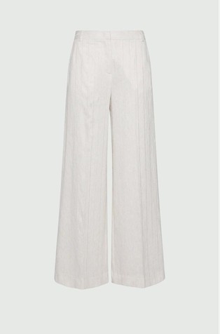 Široke črtaste hlače iz viskozne mešanice