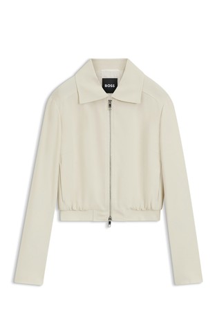 Regular fit srajčna jakna z zadrgo iz krep tkanine