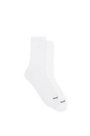 Two-pack of regular-length socks with contrast logos