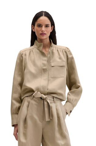 Ohlapna jakna s stoječim ovratnikom iz tencel™ liocela in lana