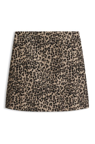 Leopard-jacquard mini skirt with hidden zip