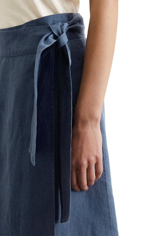 MARC O'POLO Linen wrap skirt with wide drawstring at the waist Muted Blue 3