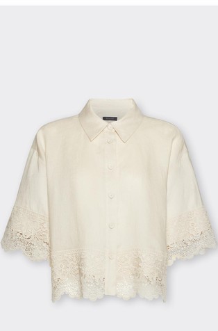 Široka lanena srajca s čipkastimi obrobami