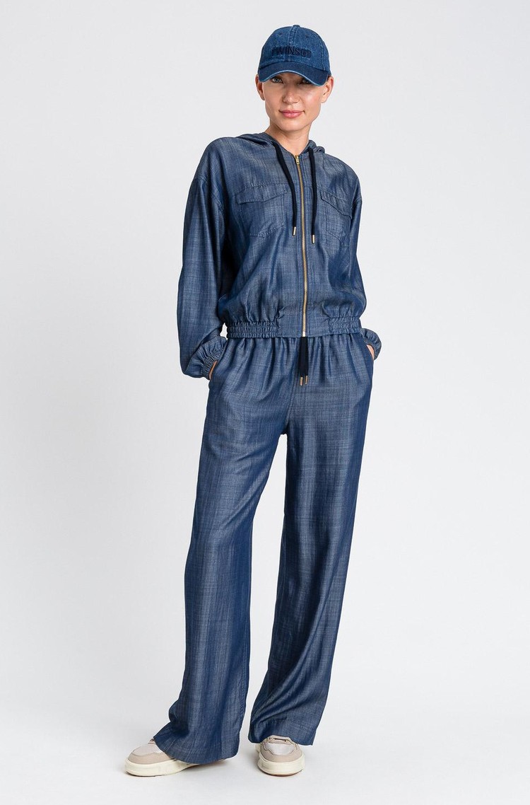 TWINSET Chambray palazzo trousers Blue Denim 