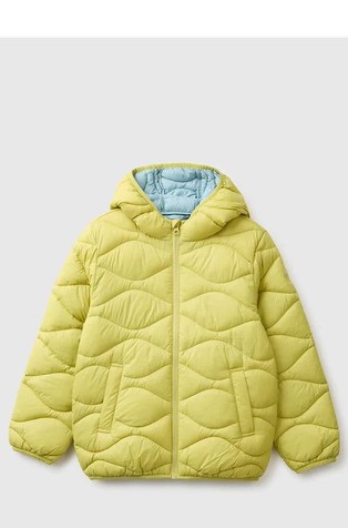 Padded jacket with hood and contrast lining