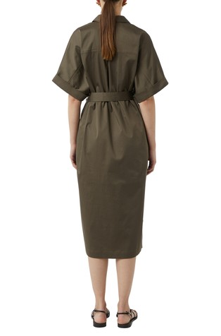 COMMA Short-sleeve shirt dress made of cotton-blend Brown 2