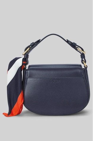 RALPH LAUREN Scarf-trim Leather Tanner Crossbody bag Refined Navy 2